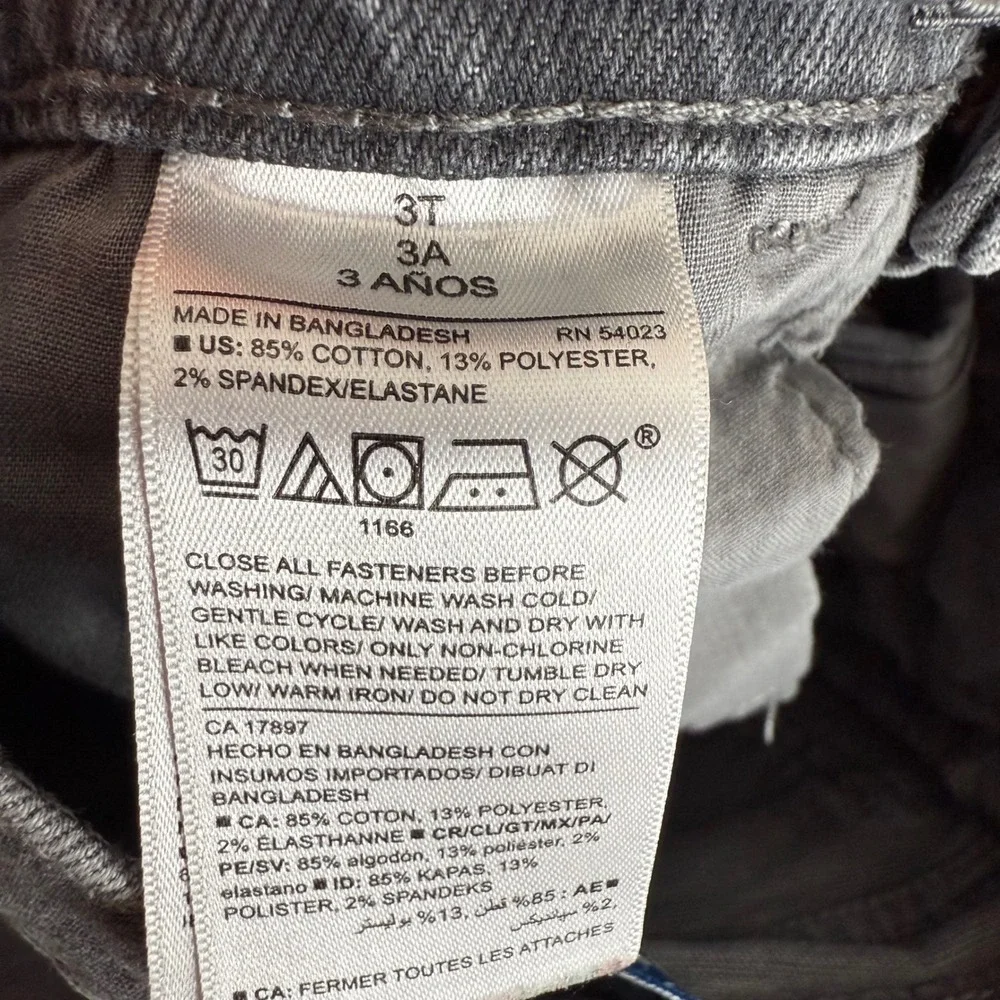 SALE Old Navy Kids 3T Gray Distressed‎ Jeans Karate Skinny Adjustable Waist